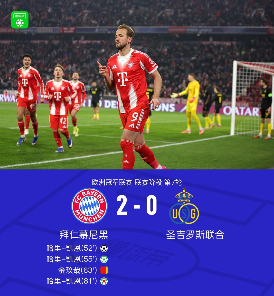 MK体育官方入口-XbotGo丨拜仁2-0圣吉罗斯联合，凯恩双响+失点，金玟哉染红